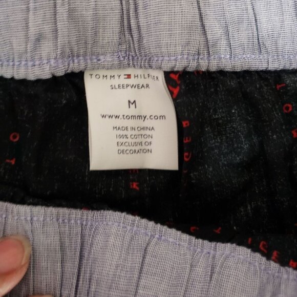 Tommy Hilfiger Mens Sleepwear Pajama Pants Logo Print 100% Cotton Blk/red Medium - Picture 3 of 13